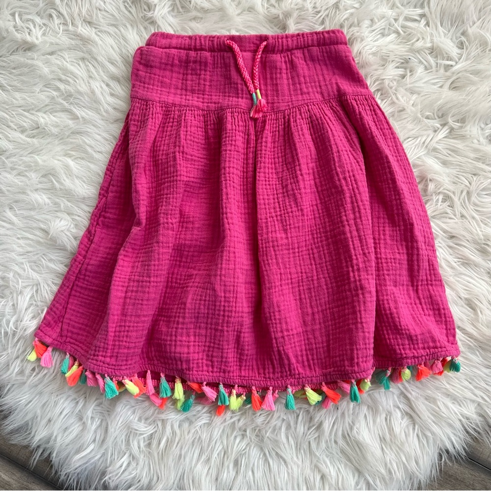 Cat & Jack Girls XS Pink Gauze A-Line Tassle Skirt